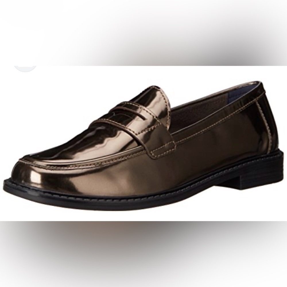 COLE HAAN PINCH  CAMPUS PENNY LOAFERS  METALLIC BRONZE LEATHER  WOMENS SZ 9